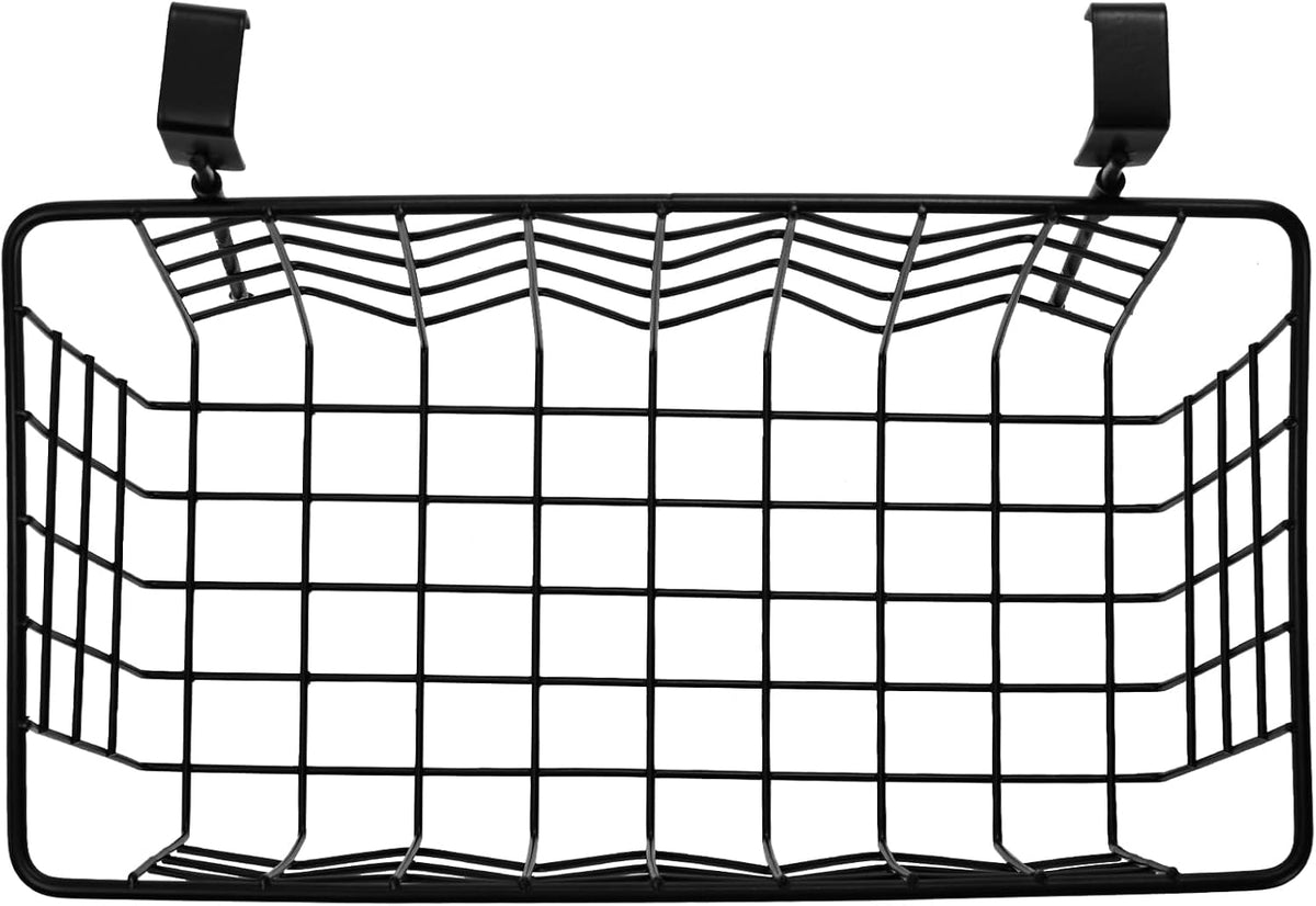 2 Pack Over The Cabinet Door Organizer, Grid Storage Baskets with Hooks, Metal Wall Hanging Basket Holder Rack, Wire Kitchen Sink Organization Bin for Bathroom Shampoo, Body Wash
