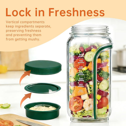 Salad Pod,Airtight Salad Jar with Side Opening,4.5 Cups,Prussian Blue