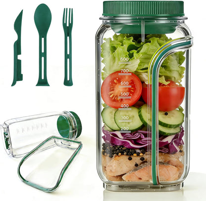 Salad Pod,Airtight Salad Jar with Side Opening,4.5 Cups,Prussian Blue