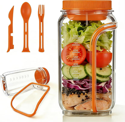 Salad Pod,Airtight Salad Jar with Side Opening,4.5 Cups,Prussian Blue