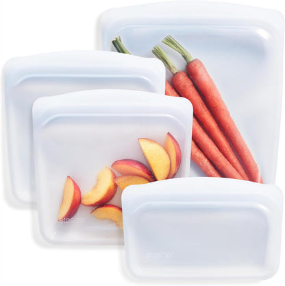 Premium Reusable Silicone Food Storage Bags, 4-Pack, Clear