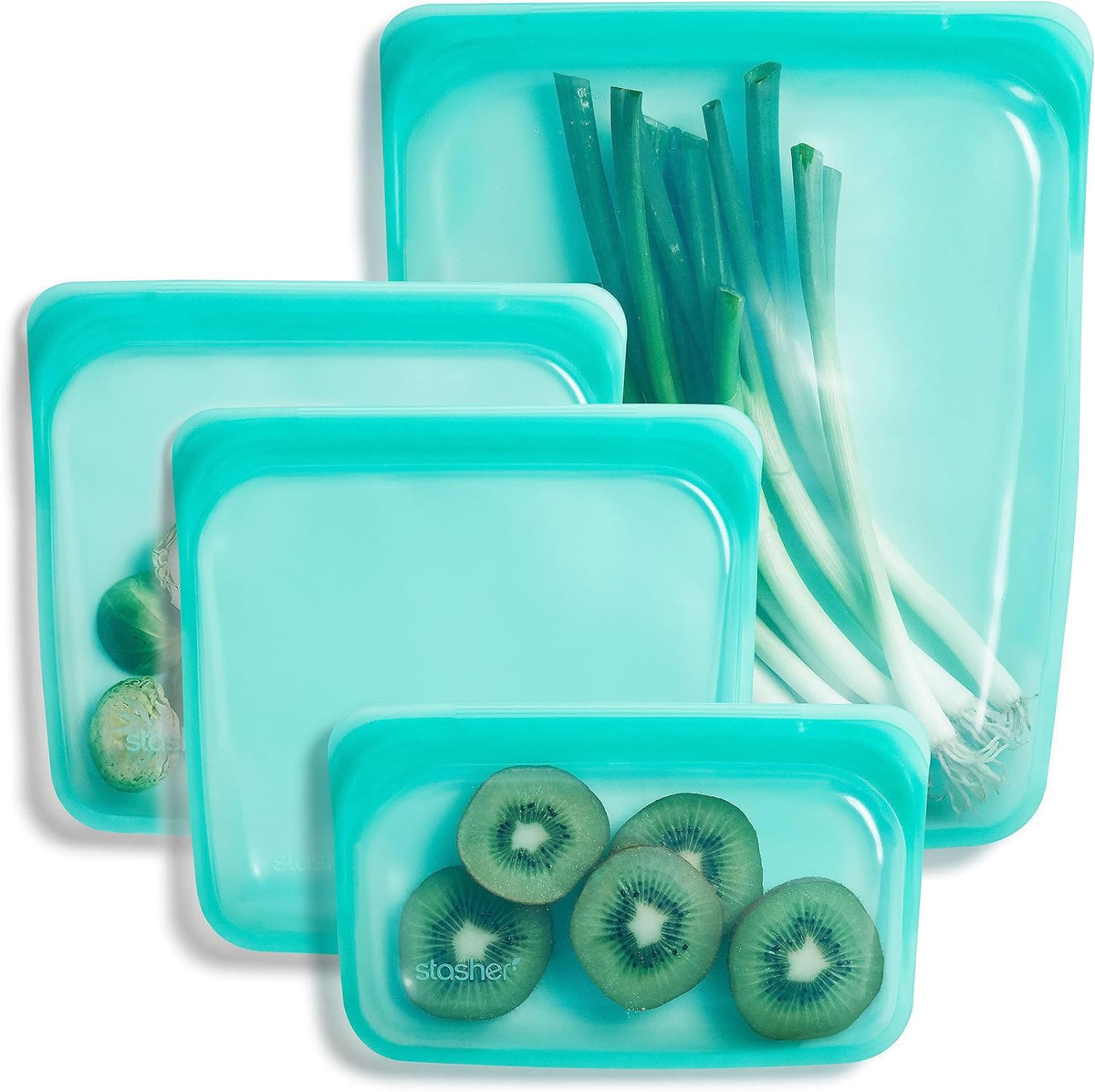 Premium Reusable Silicone Food Storage Bags, 4-Pack, Clear