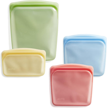 Premium Reusable Silicone Food Storage Bags, 4-Pack, Clear