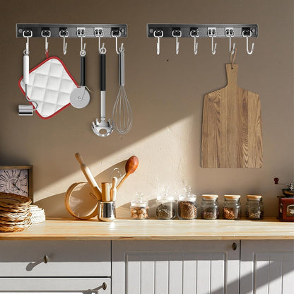 2PCS Utensil Racks with 8 Hooks 17 Inch Kitchen Utensil Holders Hanging Utensil Rack Multifunctional (17 inch)