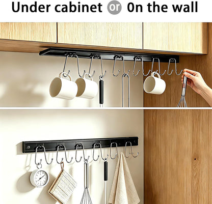 2PCS Utensil Racks with 8 Hooks 17 Inch Kitchen Utensil Holders Hanging Utensil Rack Multifunctional (17 inch)
