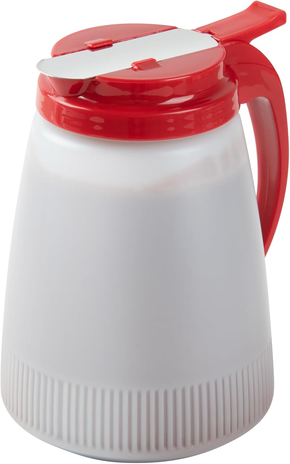 Chef 101 48 Ounce All Purpose Syrup Dispenser, 1 Honey Dispenser - Red Top, Stainless Steel Slide Cover, Plastic Pancake Syrup Bottle, Perfect For Diners, Restaurants, Home