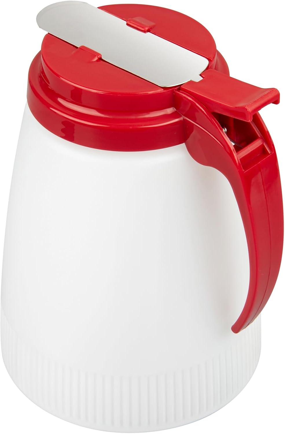 Chef 101 48 Ounce All Purpose Syrup Dispenser, 1 Honey Dispenser - Red Top, Stainless Steel Slide Cover, Plastic Pancake Syrup Bottle, Perfect For Diners, Restaurants, Home