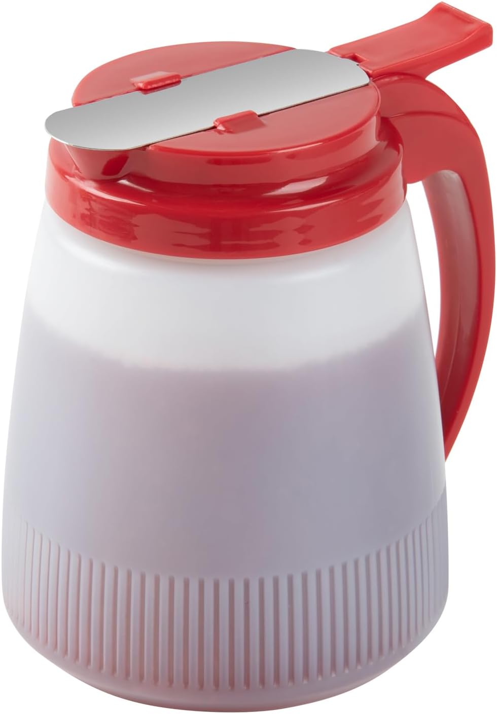 Chef 101 48 Ounce All Purpose Syrup Dispenser, 1 Honey Dispenser - Red Top, Stainless Steel Slide Cover, Plastic Pancake Syrup Bottle, Perfect For Diners, Restaurants, Home