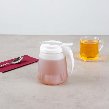 Chef 101 48 Ounce All Purpose Syrup Dispenser, 1 Honey Dispenser - Red Top, Stainless Steel Slide Cover, Plastic Pancake Syrup Bottle, Perfect For Diners, Restaurants, Home