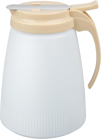 Chef 101 48 Ounce All Purpose Syrup Dispenser, 1 Honey Dispenser - Red Top, Stainless Steel Slide Cover, Plastic Pancake Syrup Bottle, Perfect For Diners, Restaurants, Home