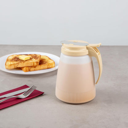 Chef 101 48 Ounce All Purpose Syrup Dispenser, 1 Honey Dispenser - Red Top, Stainless Steel Slide Cover, Plastic Pancake Syrup Bottle, Perfect For Diners, Restaurants, Home