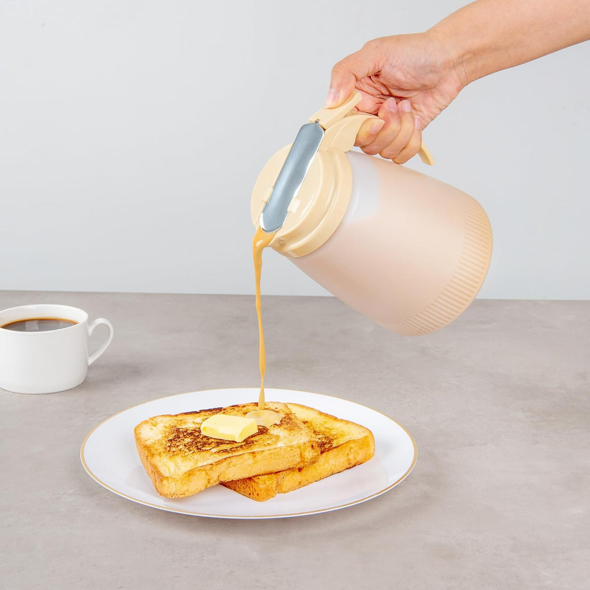Chef 101 48 Ounce All Purpose Syrup Dispenser, 1 Honey Dispenser - Red Top, Stainless Steel Slide Cover, Plastic Pancake Syrup Bottle, Perfect For Diners, Restaurants, Home
