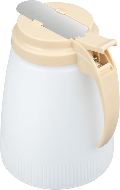 Chef 101 48 Ounce All Purpose Syrup Dispenser, 1 Honey Dispenser - Red Top, Stainless Steel Slide Cover, Plastic Pancake Syrup Bottle, Perfect For Diners, Restaurants, Home