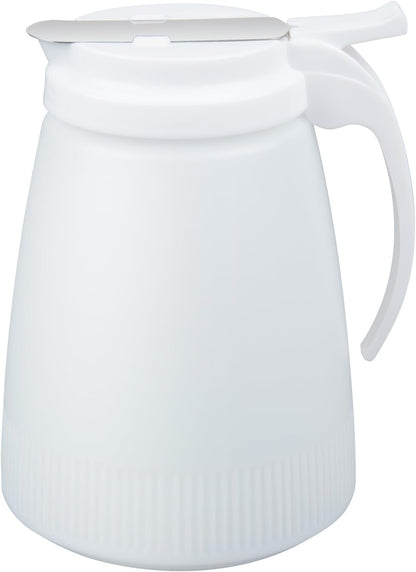 Chef 101 48 Ounce All Purpose Syrup Dispenser, 1 Honey Dispenser - Red Top, Stainless Steel Slide Cover, Plastic Pancake Syrup Bottle, Perfect For Diners, Restaurants, Home