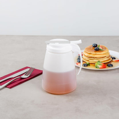 Chef 101 48 Ounce All Purpose Syrup Dispenser, 1 Honey Dispenser - Red Top, Stainless Steel Slide Cover, Plastic Pancake Syrup Bottle, Perfect For Diners, Restaurants, Home