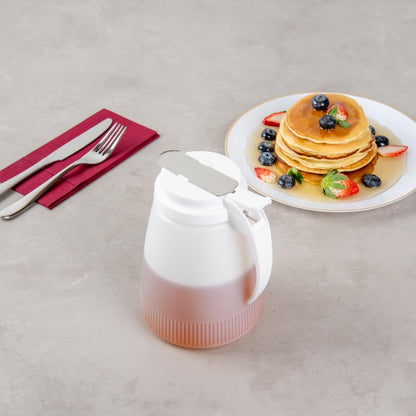 Chef 101 48 Ounce All Purpose Syrup Dispenser, 1 Honey Dispenser - Red Top, Stainless Steel Slide Cover, Plastic Pancake Syrup Bottle, Perfect For Diners, Restaurants, Home