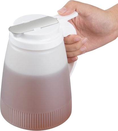 Chef 101 48 Ounce All Purpose Syrup Dispenser, 1 Honey Dispenser - Red Top, Stainless Steel Slide Cover, Plastic Pancake Syrup Bottle, Perfect For Diners, Restaurants, Home