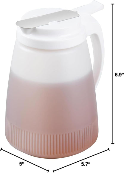 Chef 101 48 Ounce All Purpose Syrup Dispenser, 1 Honey Dispenser - Red Top, Stainless Steel Slide Cover, Plastic Pancake Syrup Bottle, Perfect For Diners, Restaurants, Home