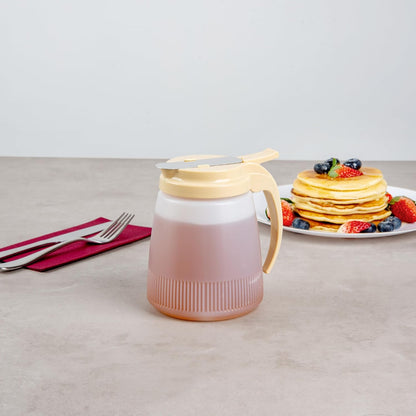 Chef 101 48 Ounce All Purpose Syrup Dispenser, 1 Honey Dispenser - Red Top, Stainless Steel Slide Cover, Plastic Pancake Syrup Bottle, Perfect For Diners, Restaurants, Home