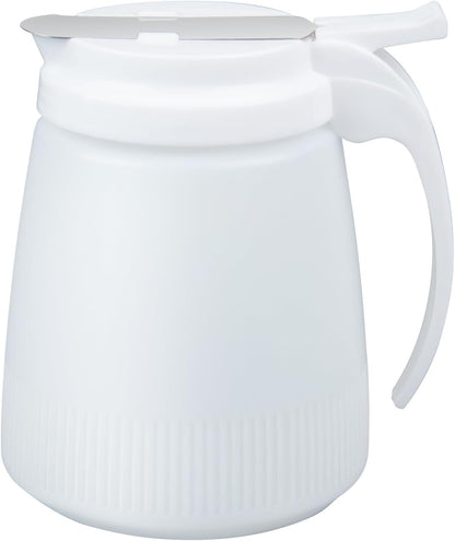 Chef 101 48 Ounce All Purpose Syrup Dispenser, 1 Honey Dispenser - Red Top, Stainless Steel Slide Cover, Plastic Pancake Syrup Bottle, Perfect For Diners, Restaurants, Home