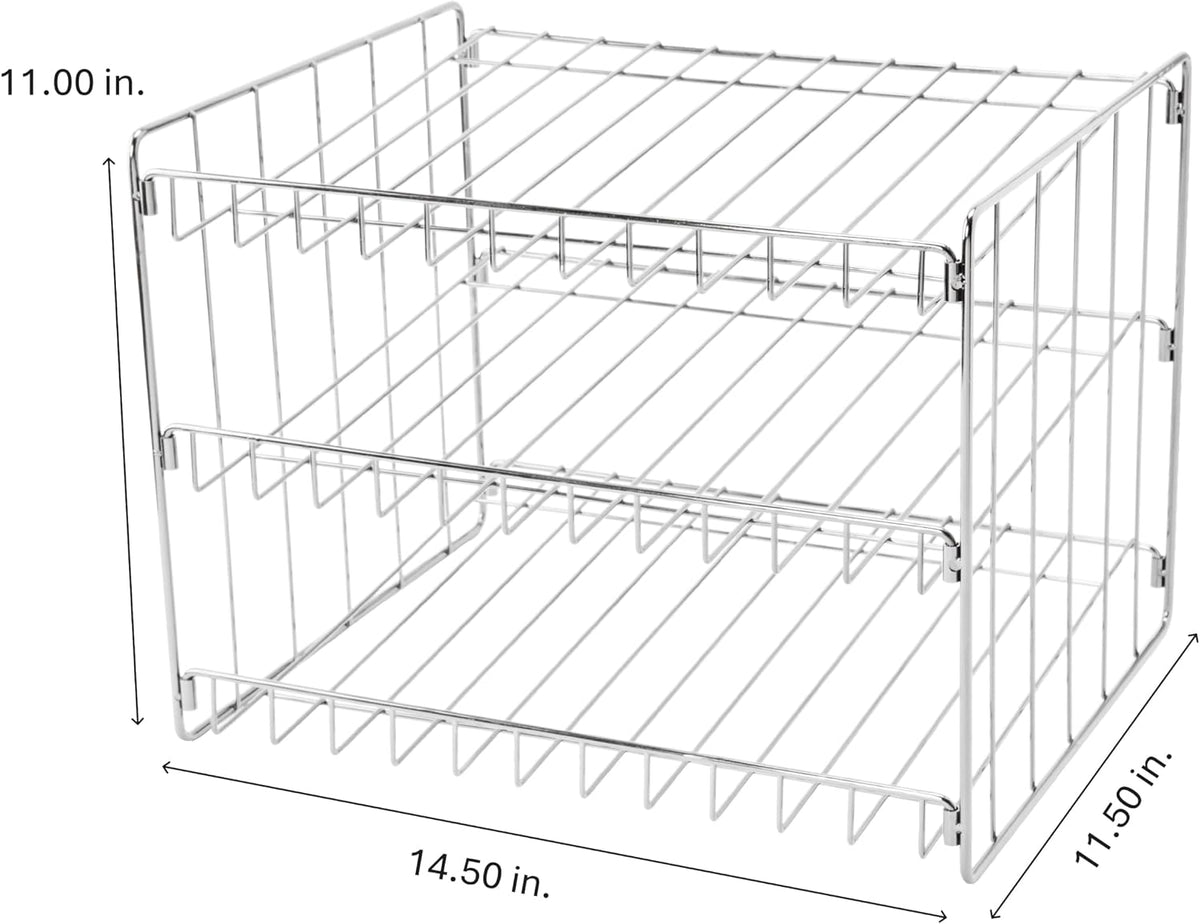 3 Tier Can Organizer | Chrome Steel Canned Food Storage Rack | Holds 36 Cans | Space-Saving Pantry & Cabinet Storage Solution | Easy Access to Canned Goods | Freestanding Design