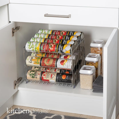 3 Tier Can Organizer | Chrome Steel Canned Food Storage Rack | Holds 36 Cans | Space-Saving Pantry & Cabinet Storage Solution | Easy Access to Canned Goods | Freestanding Design