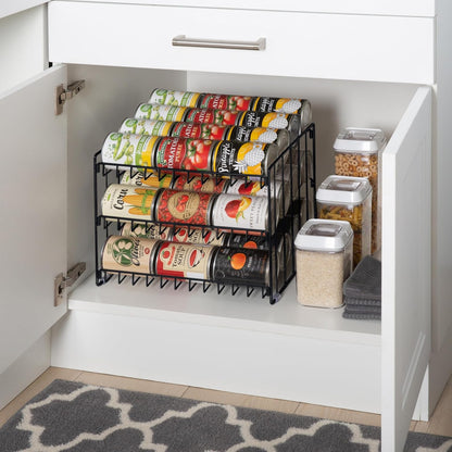 3 Tier Can Organizer | Chrome Steel Canned Food Storage Rack | Holds 36 Cans | Space-Saving Pantry & Cabinet Storage Solution | Easy Access to Canned Goods | Freestanding Design