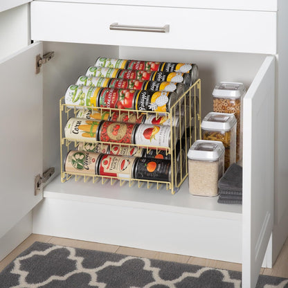 3 Tier Can Organizer | Chrome Steel Canned Food Storage Rack | Holds 36 Cans | Space-Saving Pantry & Cabinet Storage Solution | Easy Access to Canned Goods | Freestanding Design
