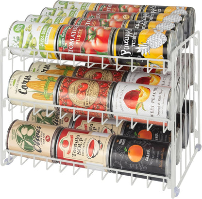3 Tier Can Organizer | Chrome Steel Canned Food Storage Rack | Holds 36 Cans | Space-Saving Pantry & Cabinet Storage Solution | Easy Access to Canned Goods | Freestanding Design