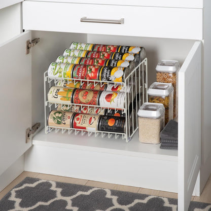 3 Tier Can Organizer | Chrome Steel Canned Food Storage Rack | Holds 36 Cans | Space-Saving Pantry & Cabinet Storage Solution | Easy Access to Canned Goods | Freestanding Design