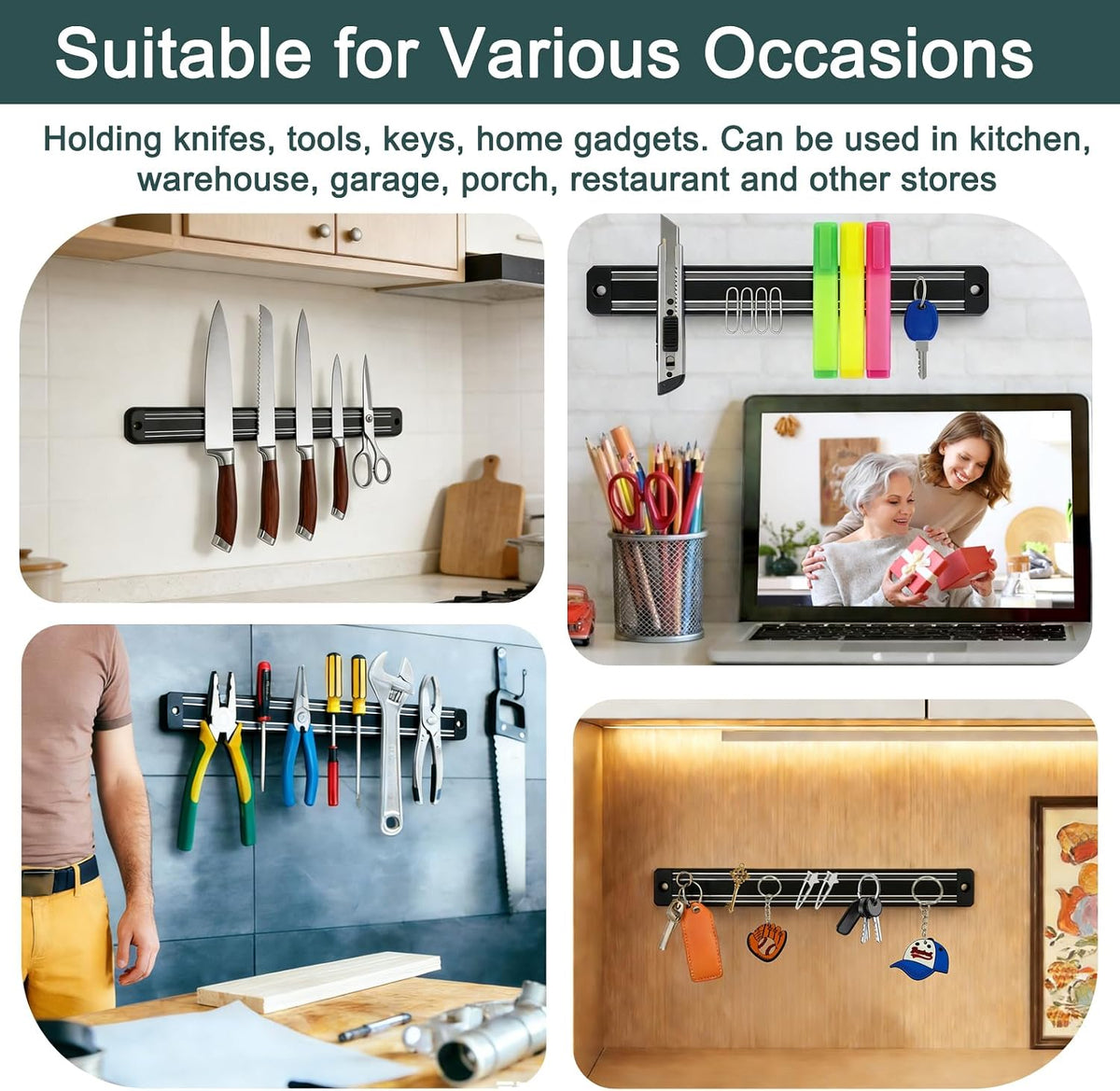 Magnetic Knife Strips,Magnetic Knife/Tool Holder for Wall/Refrigerator