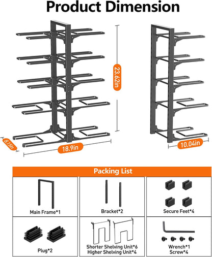 8-Tier Lightweight Pots and Pans Organizer under Cabinet, 14.55" H | 3 DIY Methods, Adjustable pot rack, Fits 6"-11" pots and pans, Pot lid organizer inside cabinet, Kitchen storage