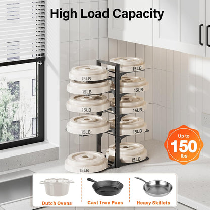 8-Tier Lightweight Pots and Pans Organizer under Cabinet, 14.55" H | 3 DIY Methods, Adjustable pot rack, Fits 6"-11" pots and pans, Pot lid organizer inside cabinet, Kitchen storage