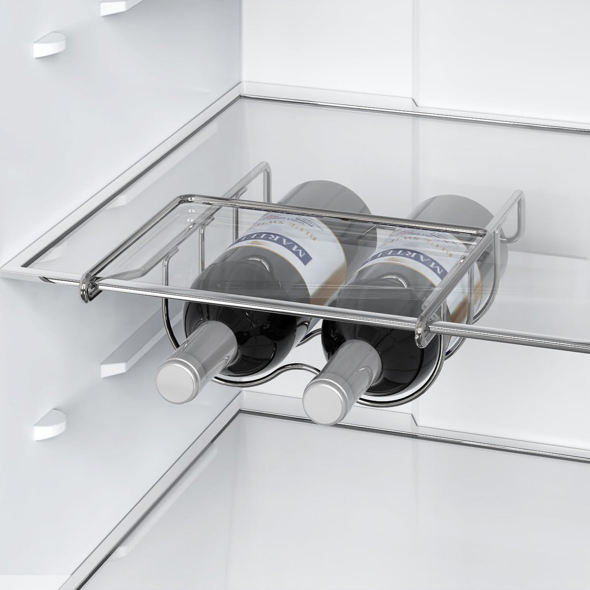 ALANO Wine Rack- Refrigerator Bottle Rack Holds 2 Bottles of Your Favorite Wine or Drink Universal Bottle Holder Will Fit Most Fridges for 10mm Shelves in Stainless Steel 304