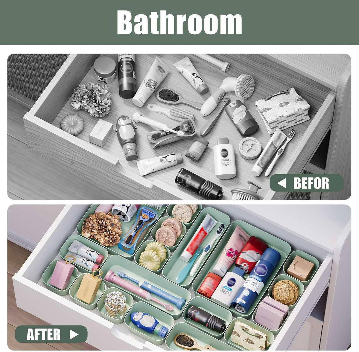 Drawer Organizers Bins for Bathroom Makeup Desk Office