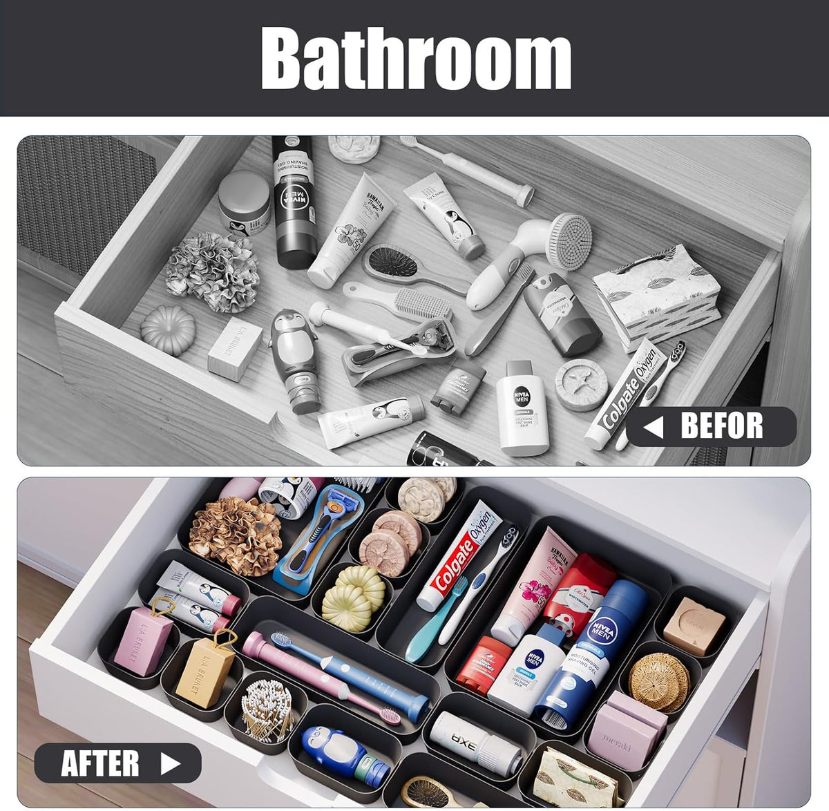 Drawer Organizers Bins for Bathroom Makeup Desk Office