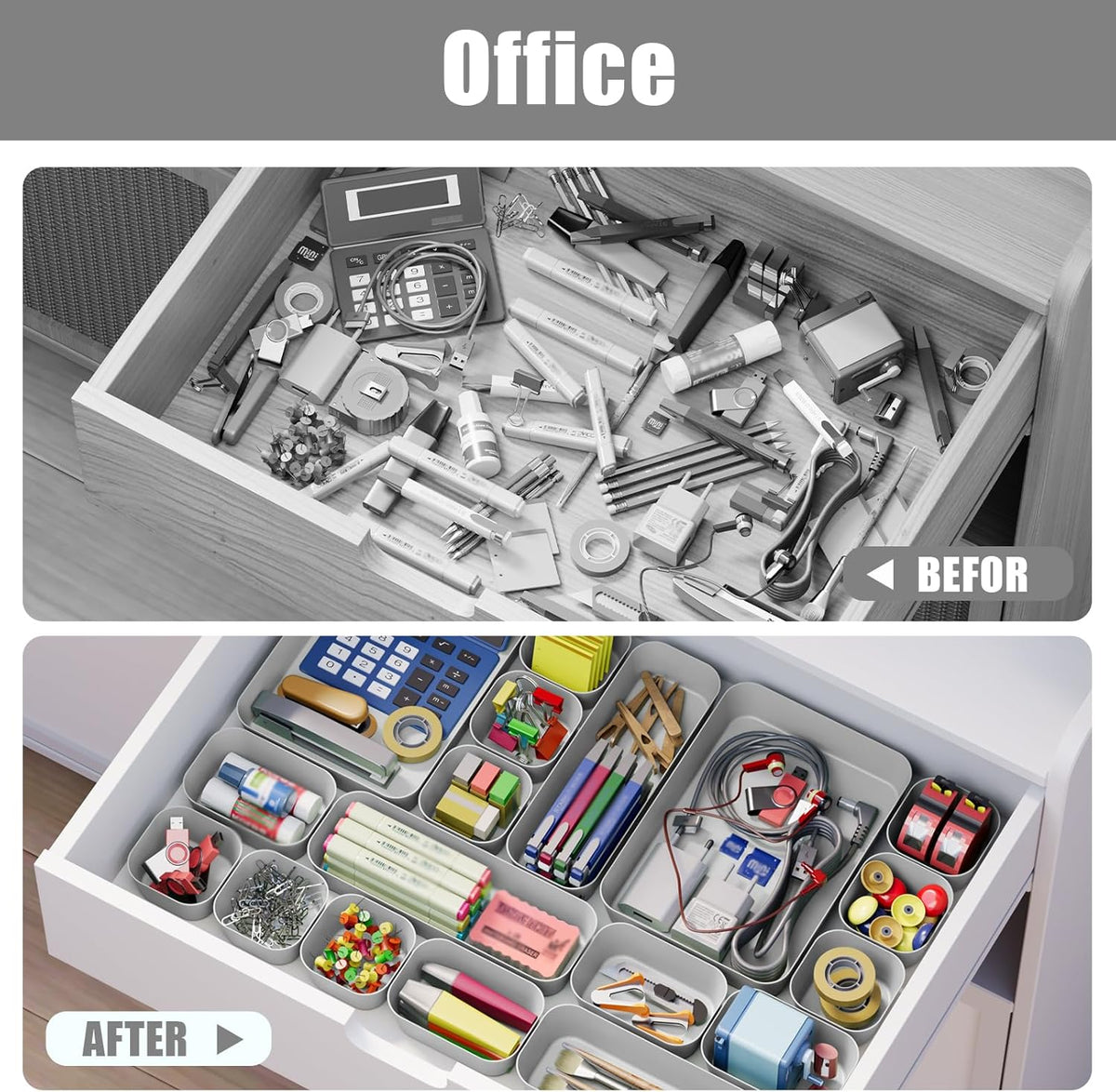 Drawer Organizers Bins for Bathroom Makeup Desk Office