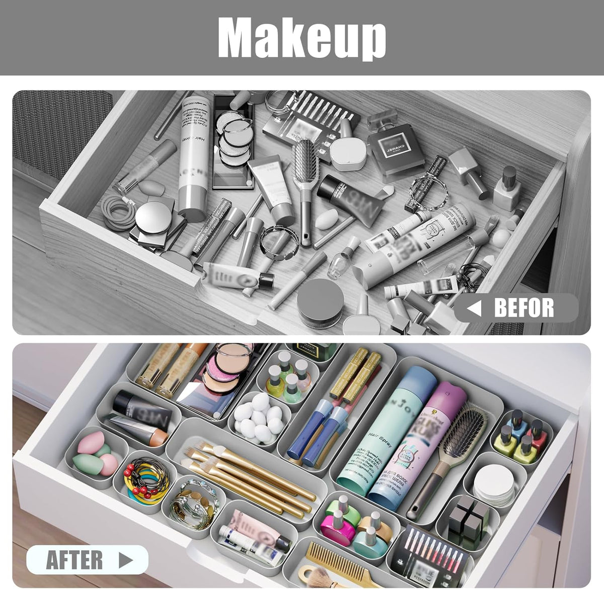 Drawer Organizers Bins for Bathroom Makeup Desk Office