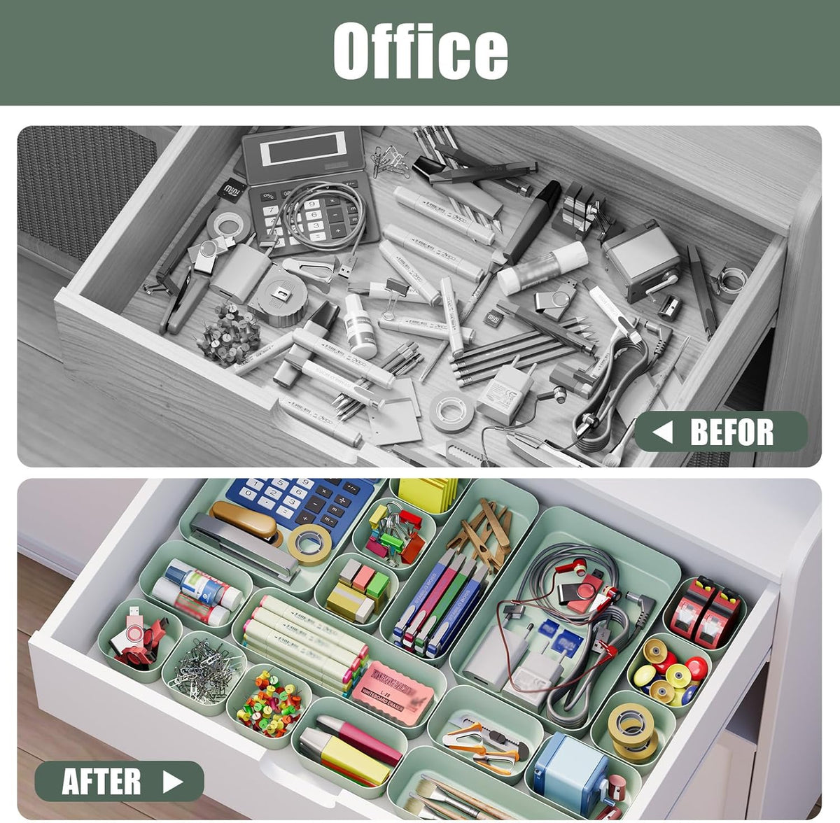 Drawer Organizers Bins for Bathroom Makeup Desk Office