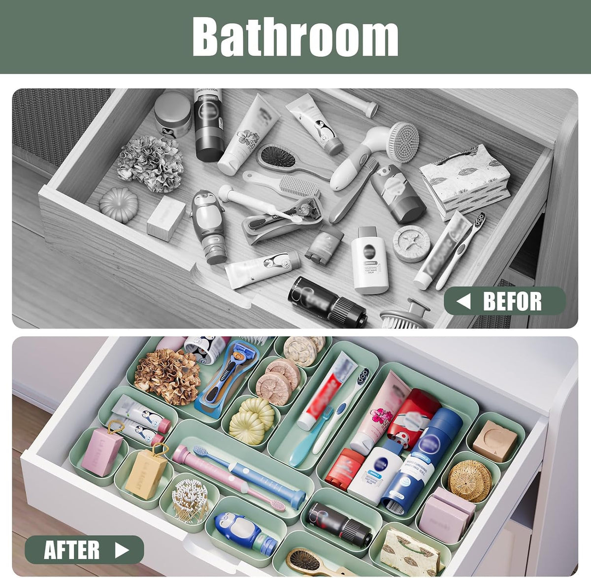 Drawer Organizers Bins for Bathroom Makeup Desk Office