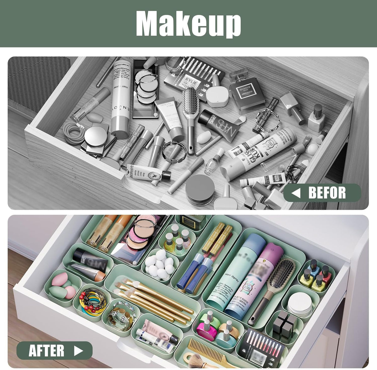 Drawer Organizers Bins for Bathroom Makeup Desk Office