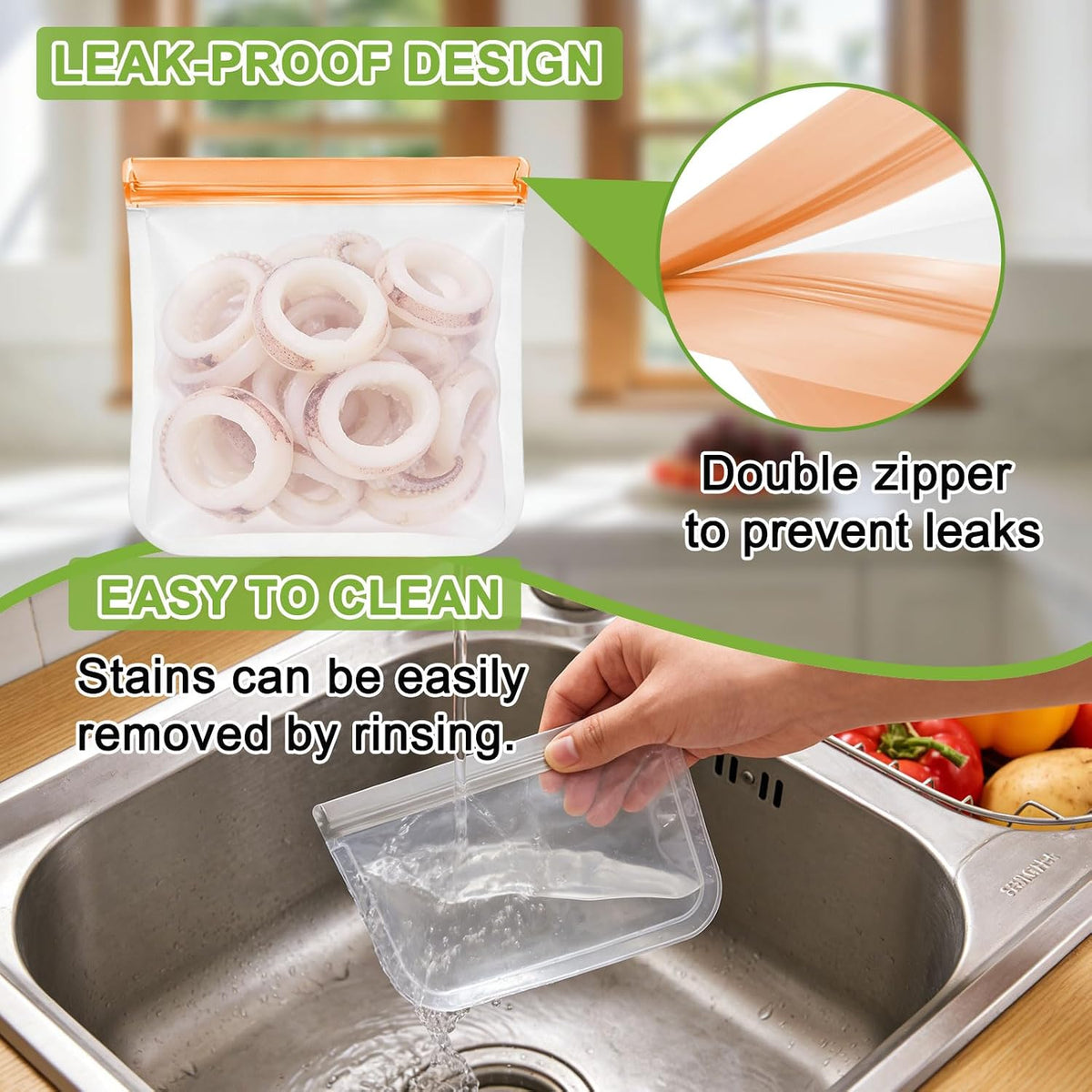 12 Pack Silicone Bags for Food Storage,Freezer & Dishwasher Safe,Leakproof Food Storage Bags,Reusable Freezer Ziploc Bags,Sandwich Snack Baggies-4 Gallon 4 Snack 4 Sandwich Bags,3 Colors