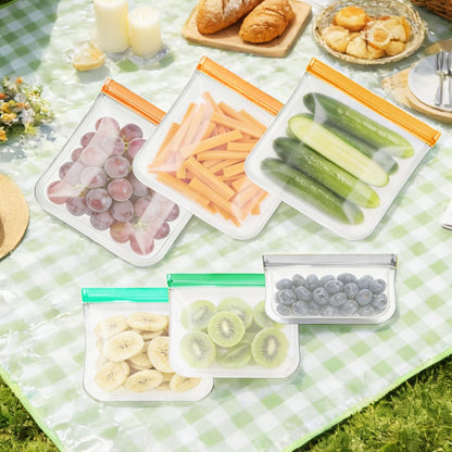 12 Pack Silicone Bags for Food Storage,Freezer & Dishwasher Safe,Leakproof Food Storage Bags,Reusable Freezer Ziploc Bags,Sandwich Snack Baggies-4 Gallon 4 Snack 4 Sandwich Bags,3 Colors