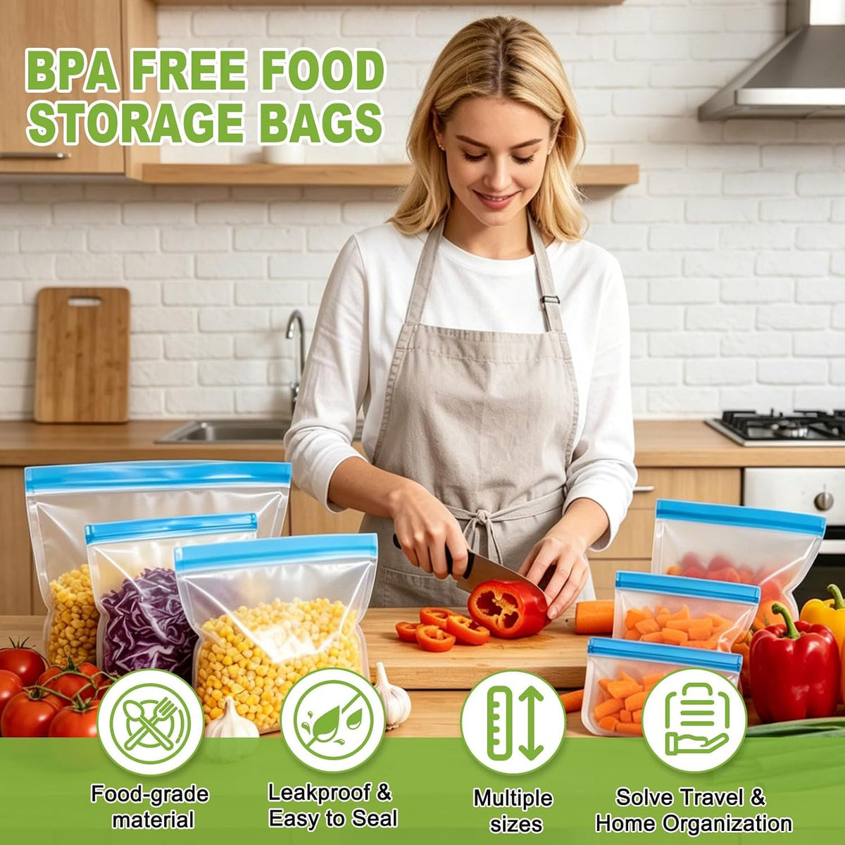 12 Pack Silicone Bags for Food Storage,Freezer & Dishwasher Safe,Leakproof Food Storage Bags,Reusable Freezer Ziploc Bags,Sandwich Snack Baggies-4 Gallon 4 Snack 4 Sandwich Bags,3 Colors