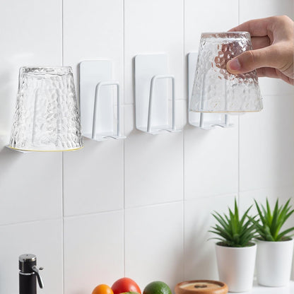 2pcs Mug Hooks Wall-Mounted Mug Holder, Coffee Cups Holder Hanger no Drilling,Mug Rack Hooks with 4 Cup Holders,RV Must Haves Cups Storage Hooks for Kitchen,Living Room,Office (Black)