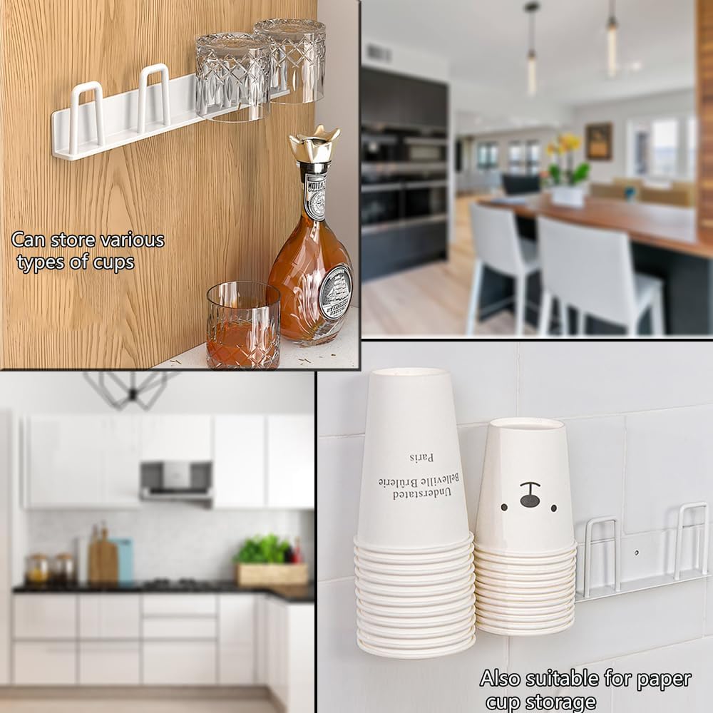 2pcs Mug Hooks Wall-Mounted Mug Holder, Coffee Cups Holder Hanger no Drilling,Mug Rack Hooks with 4 Cup Holders,RV Must Haves Cups Storage Hooks for Kitchen,Living Room,Office (Black)
