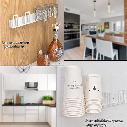 2pcs Mug Hooks Wall-Mounted Mug Holder, Coffee Cups Holder Hanger no Drilling,Mug Rack Hooks with 4 Cup Holders,RV Must Haves Cups Storage Hooks for Kitchen,Living Room,Office (Black)