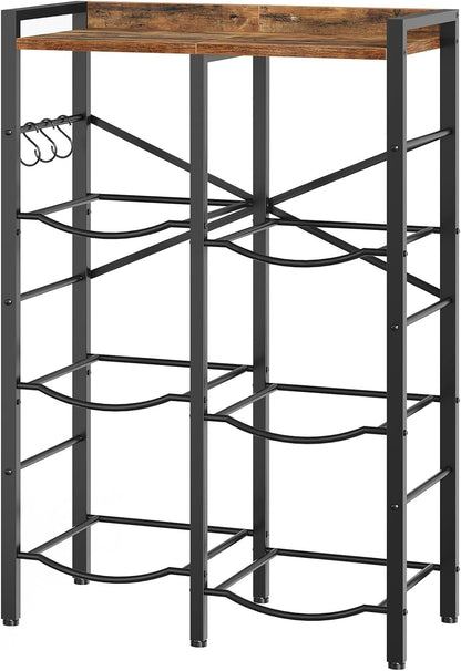 5 Gallon Water Jug Holder 6 Bottles, Water Jug Rack, 3 Tier Water Bottle Holder with X-Shape Reinforcement, for Kitchen, Living Room, Office, Rustic Brown and Black BF03ST01