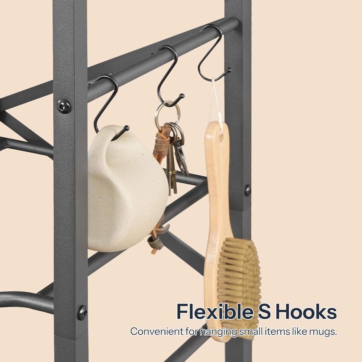 5 Gallon Water Jug Holder 6 Bottles, Water Jug Rack, 3 Tier Water Bottle Holder with X-Shape Reinforcement, for Kitchen, Living Room, Office, Rustic Brown and Black BF03ST01