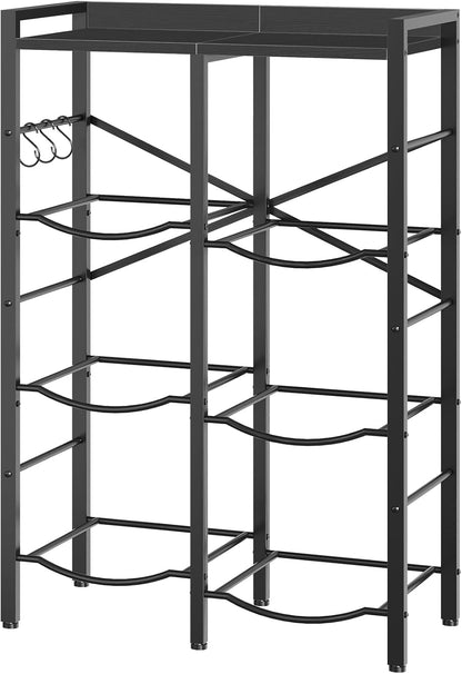 5 Gallon Water Jug Holder 6 Bottles, Water Jug Rack, 3 Tier Water Bottle Holder with X-Shape Reinforcement, for Kitchen, Living Room, Office, Rustic Brown and Black BF03ST01